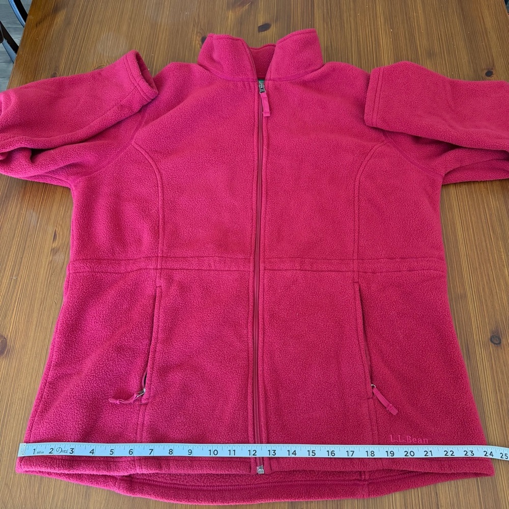 L.L. Bean Cranberry Red Full Zip Up Fleece Jacket - 1X - Picture 8 of 9